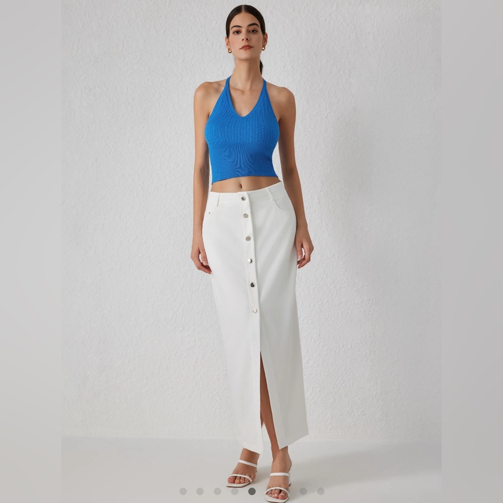 CIDER Knit halter crop cami top - Picture 3 of 6